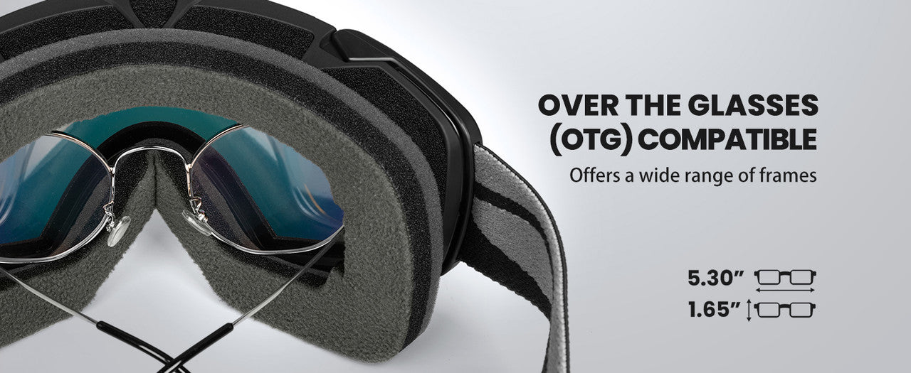 OutdoorMaster Ski Goggles with Cover Snowboard Snow Goggles OTG Anti-Fog -100% UV Protection-OM-18