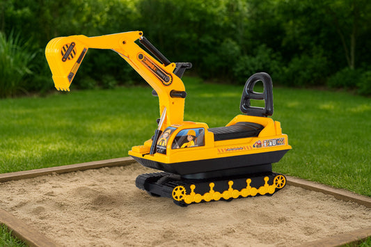 Kids Ride-On Excavator with Sturdy Track and Dual Operation Levers - Construction Digger Toy