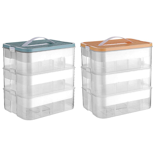 3Layer Storage Box Large Capacity Toy Organizer Building Block Storage Container - Green