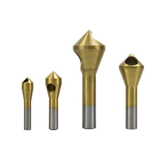 4PCS HSS Countersink Chamfer Drill Bit Set Titanium Coated Deburring Tools