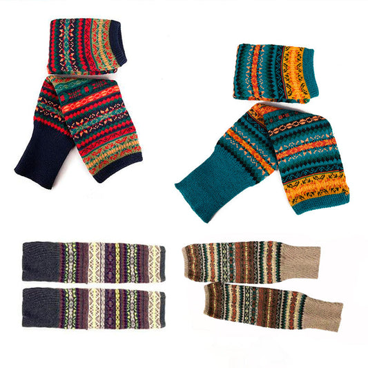 Women Ladies Winter Warm Knit Wool Leg Warmer Woolen Knee Knit Socks Leggings - Blue