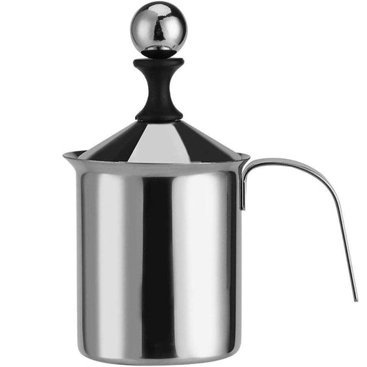 400ml Stainless Steel Manual Milk Frother Double Mesh Strainer Frothing Pitcher