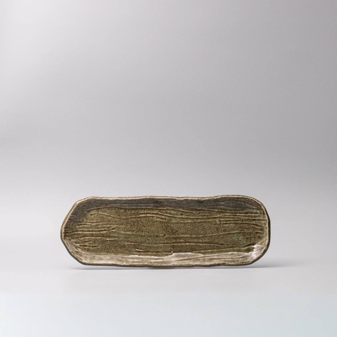 Plate Sashimi Organic Shape 13cm Sage Glaze