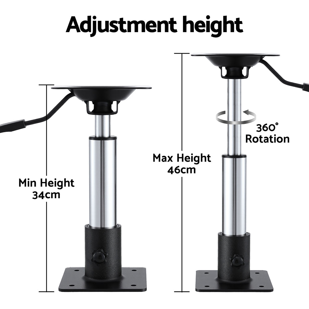 Seamanship Boat Seat Pedestal 34 - 46cm Adjustable Gas Lift 360 Degrees Swivel