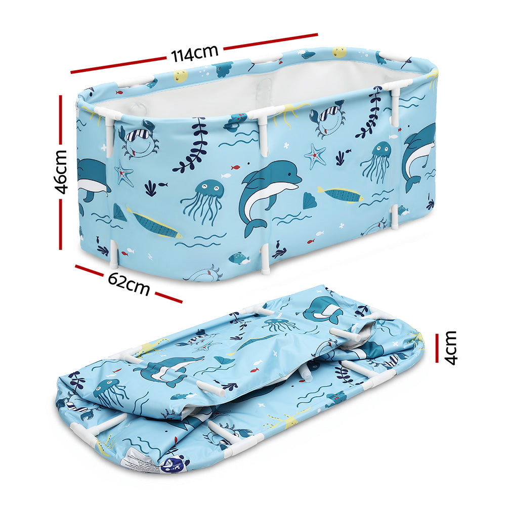 Weisshorn Foldable Bathtub PVC Spa Bucket Inflatable Cushion 114x62cm Blue