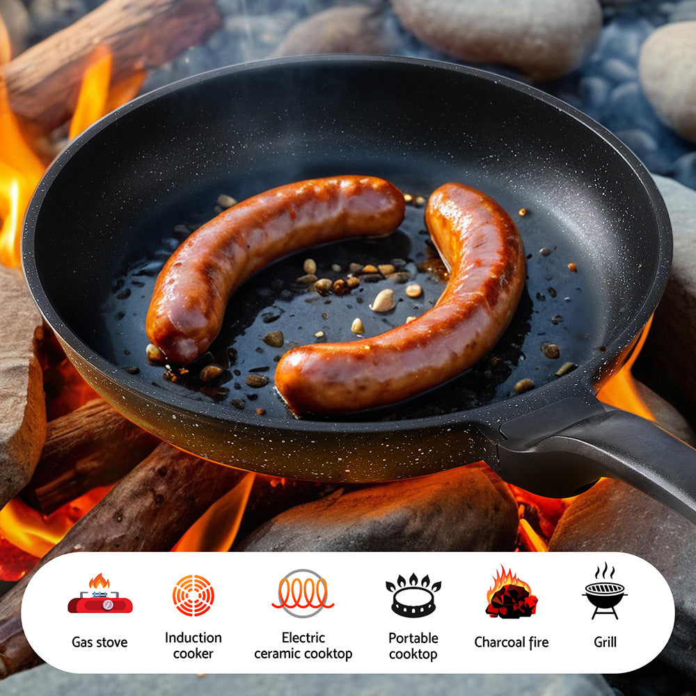 5-Star Chef Non Stick Frying Pan Cast Aluminium Steak Skillet BBQ Cookware 30cm