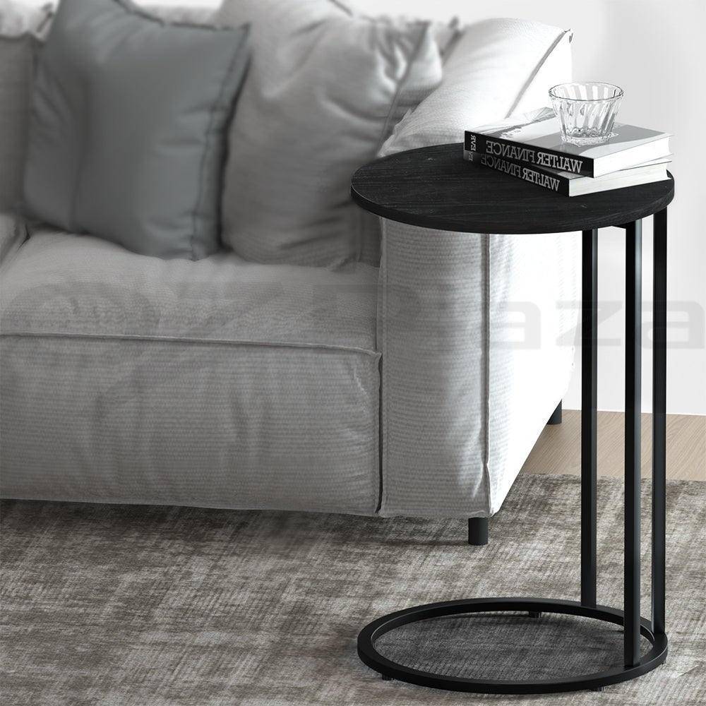 Artiss Coffee Table Round Black Martha - Modern Side Table
