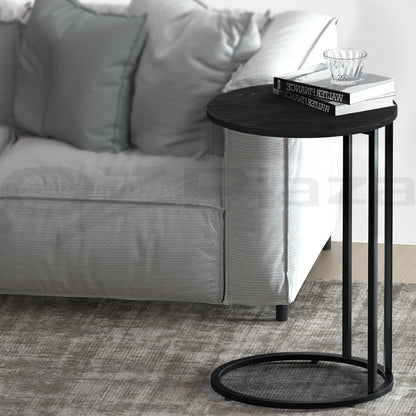 Artiss Coffee Table Round Black Martha - Modern Side Table
