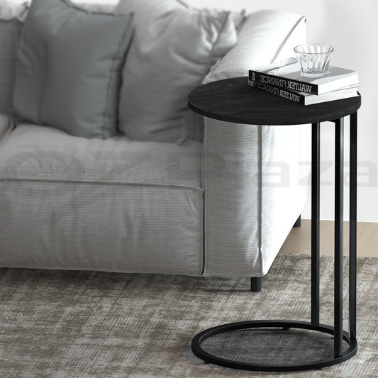 Artiss Coffee Table Round Black Martha - Modern Side Table