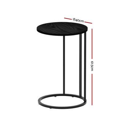 Artiss Coffee Table Round Black Martha - Modern Side Table