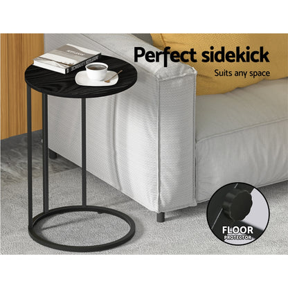 Artiss Coffee Table Round Black Martha - Modern Side Table