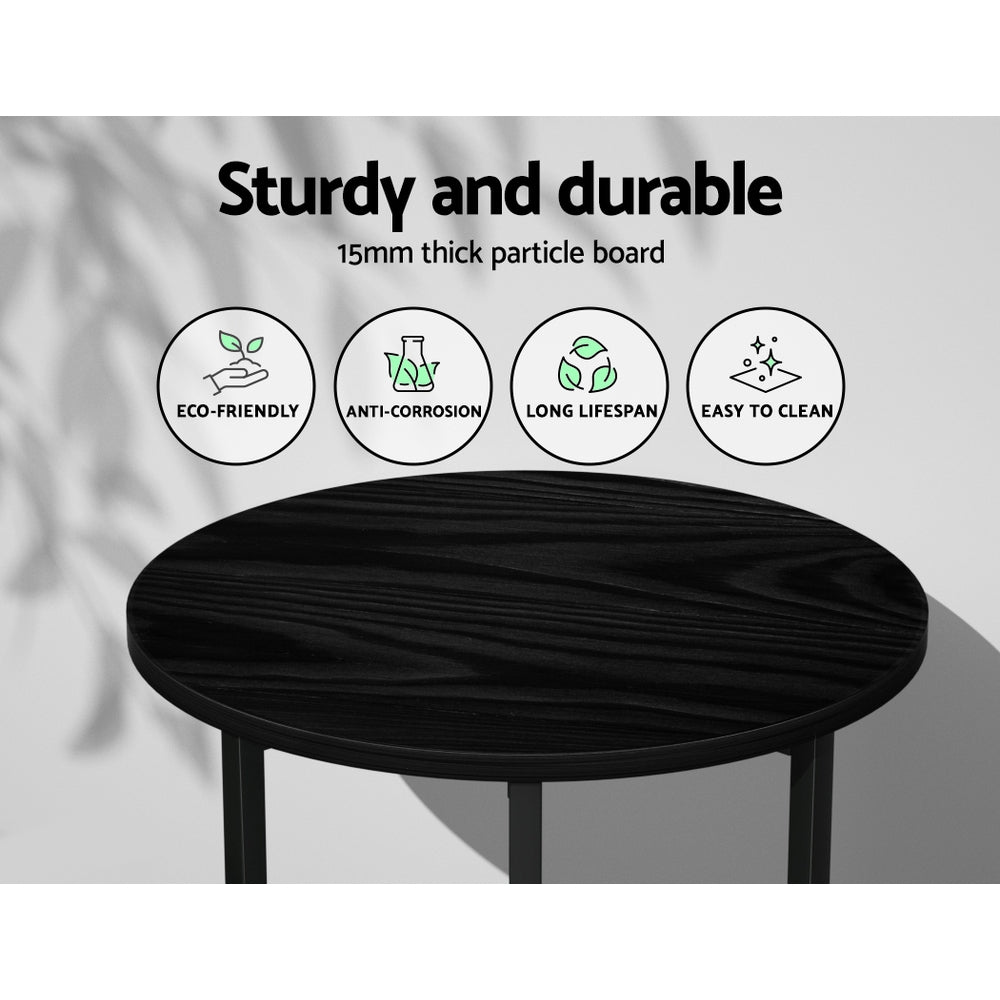 Artiss Coffee Table Round Black Martha - Modern Side Table