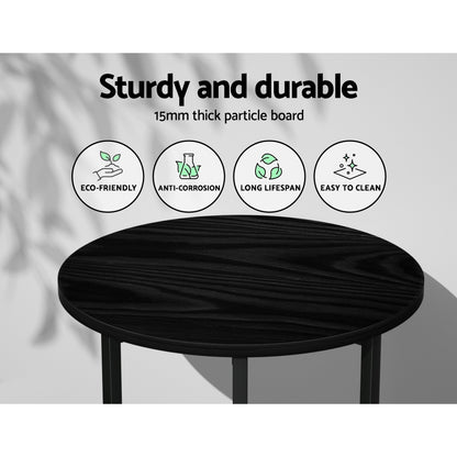 Artiss Coffee Table Round Black Martha - Modern Side Table