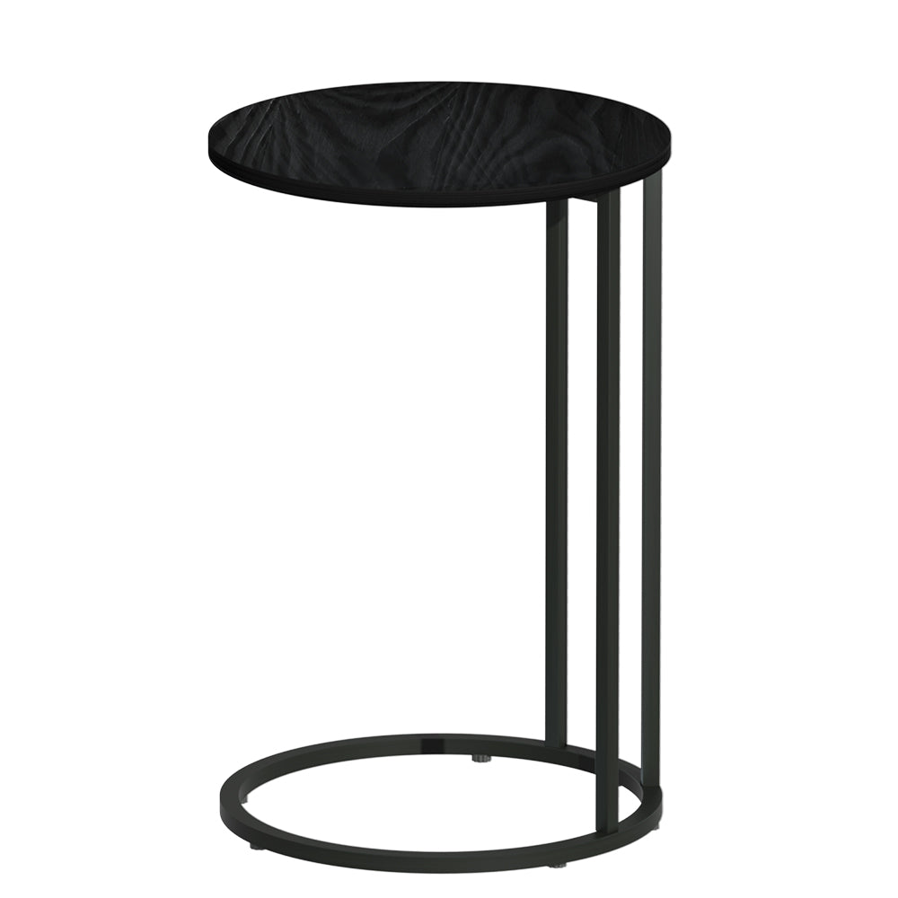 Black side table on a white background