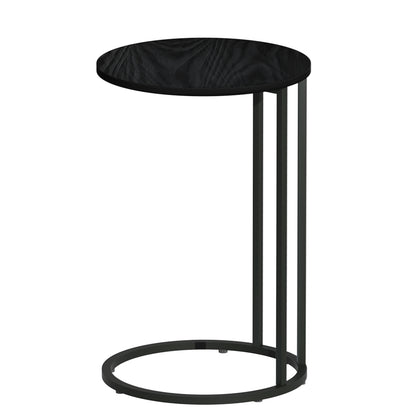 Black side table on a white background