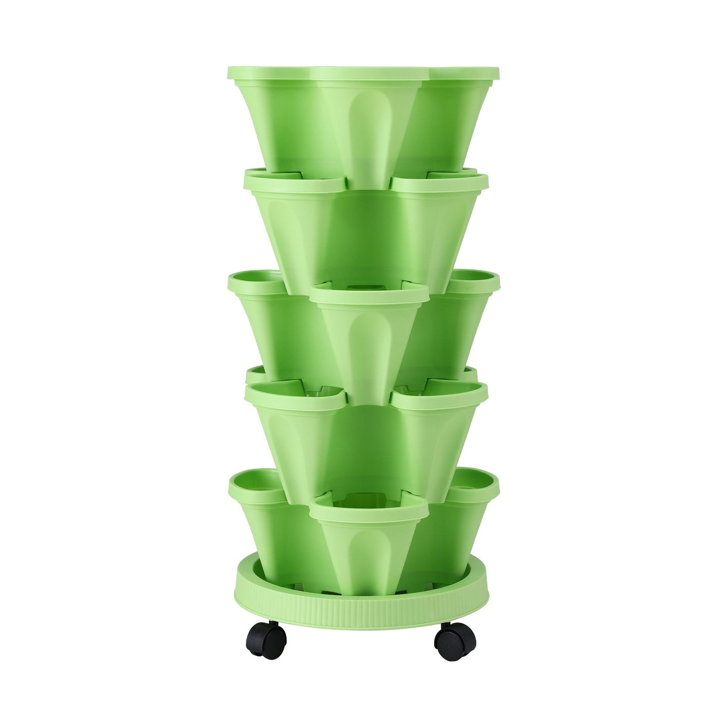 Green Fingers Garden Bed 5 Tier Vertical Garden Grey Strawberry Stackable Planters Herbs Light Green - #product