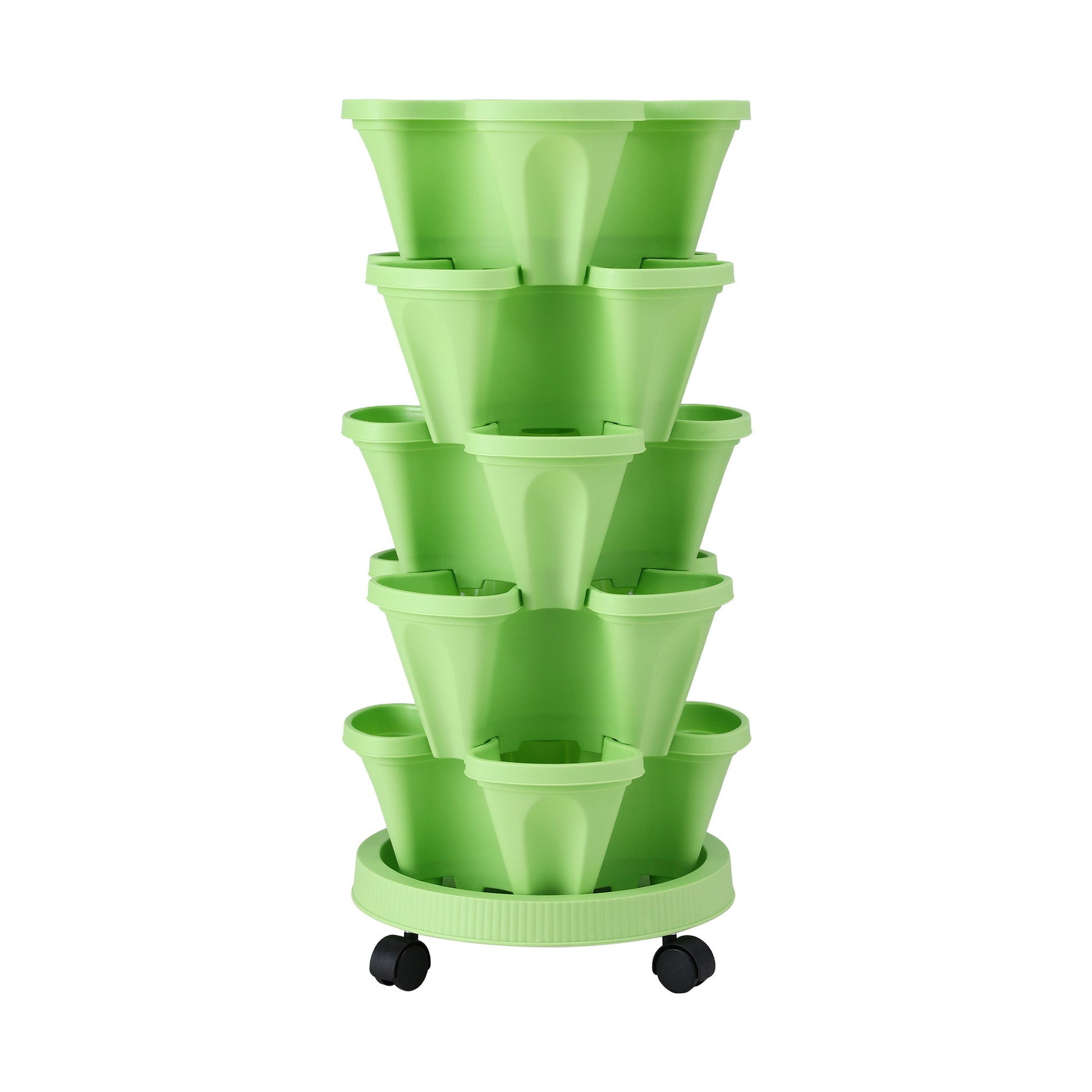 Green Fingers Garden Bed 5 Tier Vertical Garden Grey Strawberry Stackable Planters Herbs Light Green - #product