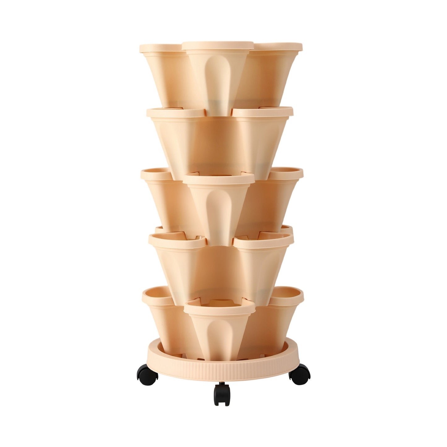 Green Fingers Garden Bed 5 Tier Vertical Garden Grey Strawberry Stackable Planters Herbs Beige - #product