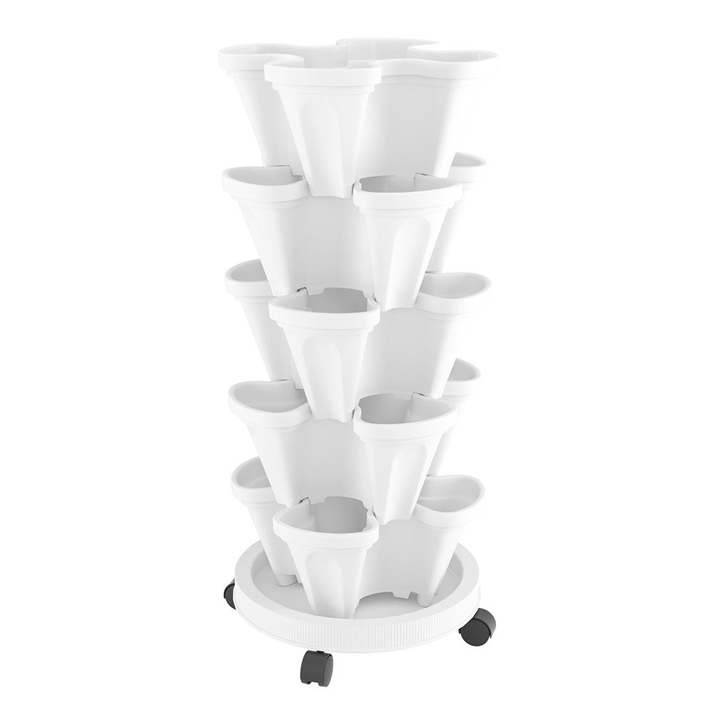 Green Fingers Garden Bed 5 Tier Vertical Garden White - Home & Garden > Garden Beds > Grow Bags
