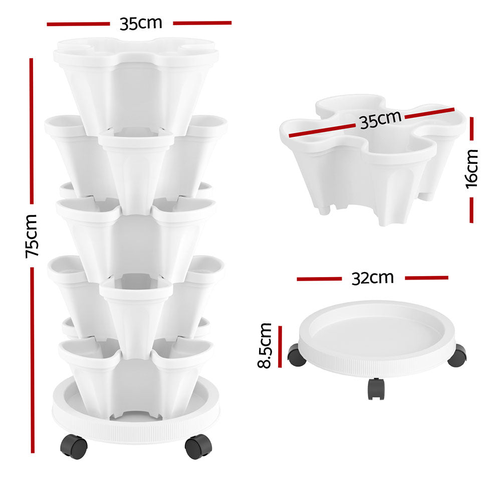 Green Fingers Garden Bed 5 Tier Vertical Garden White - Home & Garden > Garden Beds > Grow Bags