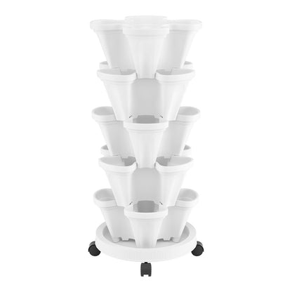 Green Fingers Garden Bed 5 Tier Vertical Garden White - Home & Garden > Garden Beds > Grow Bags