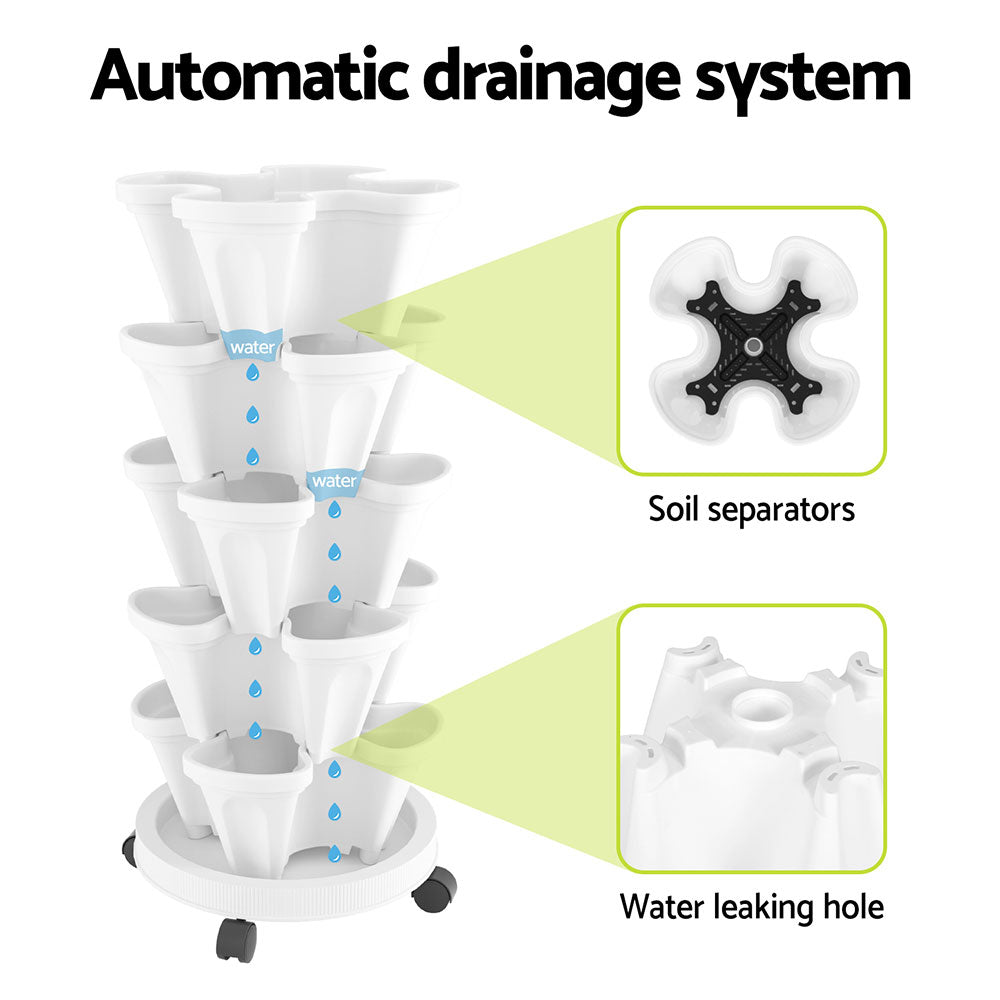 Green Fingers Garden Bed 5 Tier Vertical Garden White - Home & Garden > Garden Beds > Grow Bags