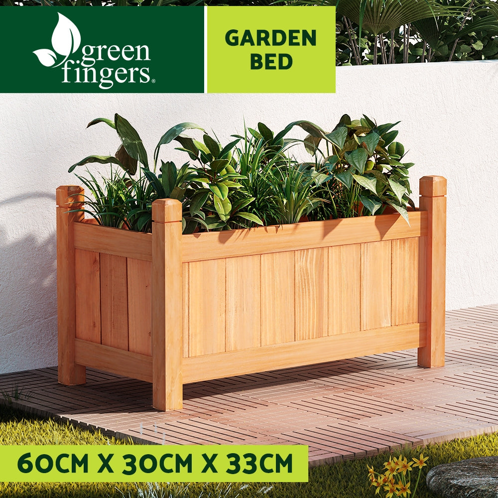 Green Fingers Garden Bed 60x30x33cm Wooden Planter Box Raised Container Growing Smart Choice Deals