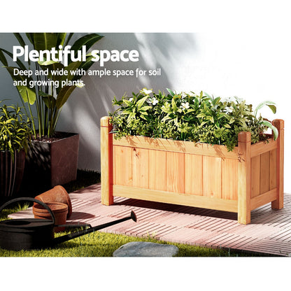 Green Fingers Garden Bed 60x30x33cm Wooden Planter Box Raised Container Growing Smart Choice Deals