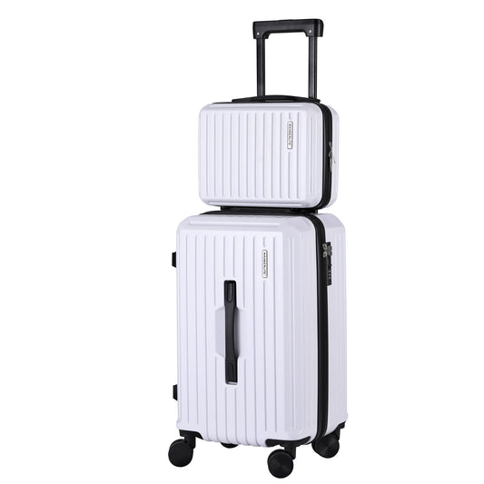 Wanderlite 2pcs Trunk Luggage Suitcase Travel Carry On TSA Lock 12" 20" White