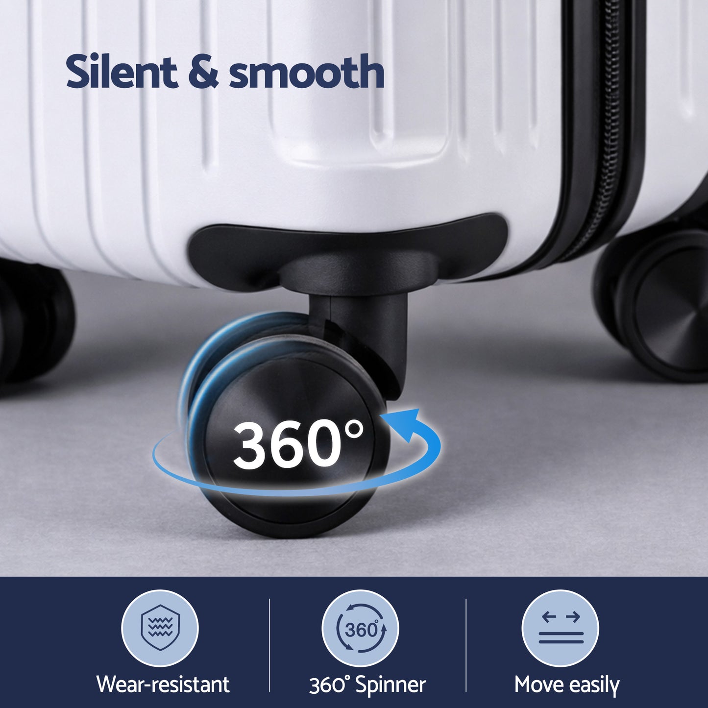 Wanderlite 2pcs Trunk Luggage Suitcase Travel Carry On TSA Lock 12" 20" White