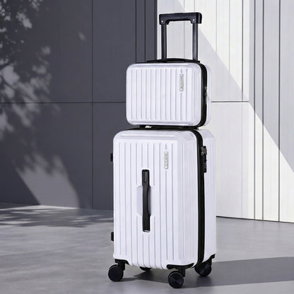 Wanderlite 2pcs Trunk Luggage Suitcase Travel Carry On TSA Lock 12" 20" White