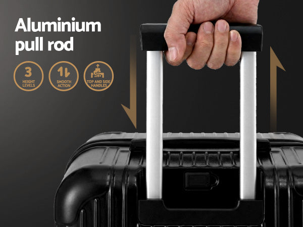 Wanderlite 28" Trunk Luggage Suitcase Travel 5 Wheels Type-C Port TSA Black