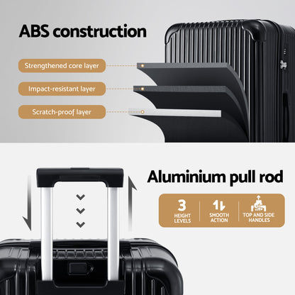 Wanderlite 28" Trunk Luggage Suitcase Travel 5 Wheels Type-C Port TSA Black