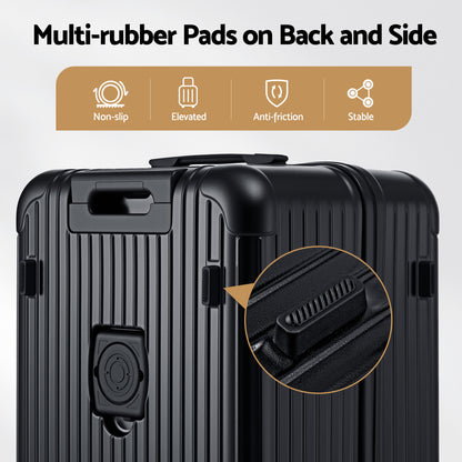 Wanderlite 28" Trunk Luggage Suitcase Travel 5 Wheels Type-C Port TSA Black