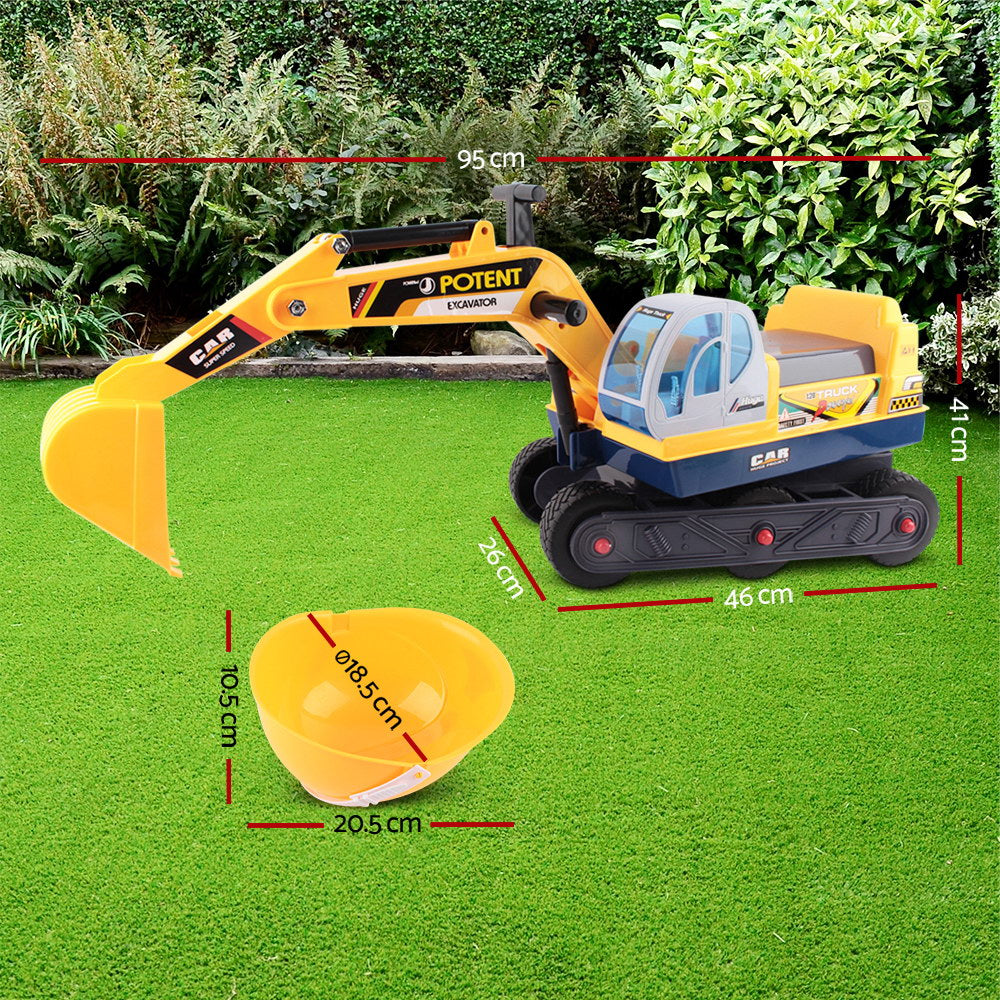 Kids Excavator Ride On Car - Digger Sandpit Bulldozer Toy with Pretend Play