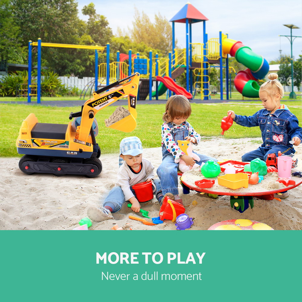 Kids Excavator Ride On Car - Digger Sandpit Bulldozer Toy with Pretend Play