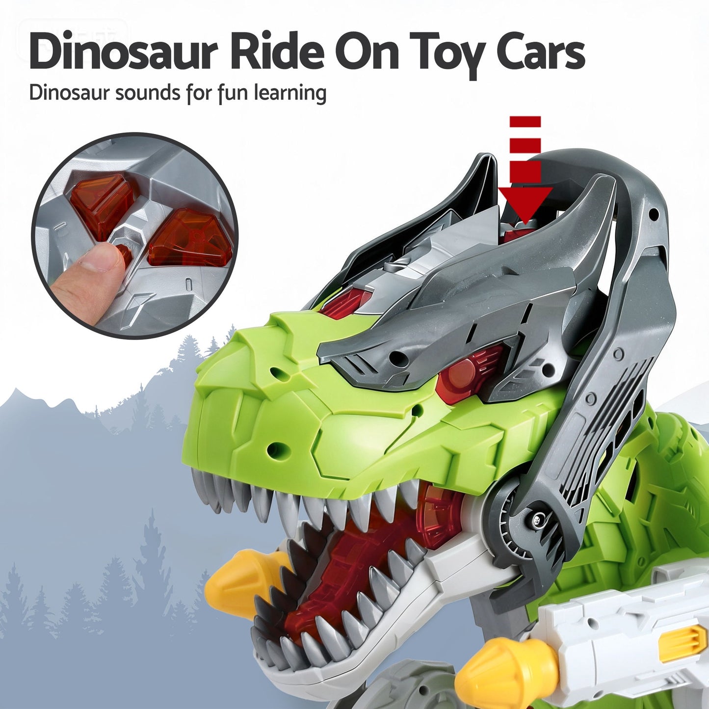 Keezi Kids Dinosaur Ride On Push Car with Spray Function - Indoor & Outdoor Toy