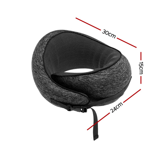 Wanderlite Travel Pillows for Airplanes Ergonomic Memory Foam Neck Pillow, Breathable & Washable Cover, Travel Bag Included, Airplane Pillow for Airplane, Car, Office and Home, Dark Grey