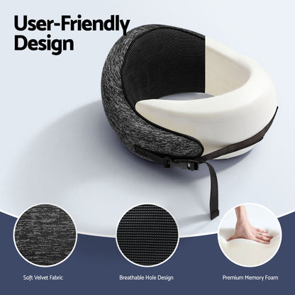 Wanderlite Travel Pillows for Airplanes Ergonomic Memory Foam Neck Pillow, Breathable & Washable Cover, Travel Bag Included, Airplane Pillow for Airplane, Car, Office and Home, Dark Grey