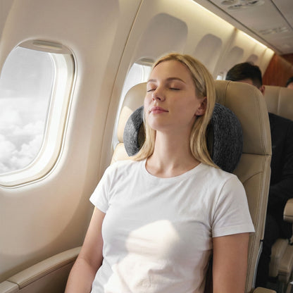 Wanderlite Travel Pillows for Airplanes Ergonomic Memory Foam Neck Pillow, Breathable & Washable Cover, Travel Bag Included, Airplane Pillow for Airplane, Car, Office and Home, Dark Grey