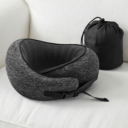 Wanderlite Travel Pillows for Airplanes Ergonomic Memory Foam Neck Pillow, Breathable & Washable Cover, Travel Bag Included, Airplane Pillow for Airplane, Car, Office and Home, Dark Grey