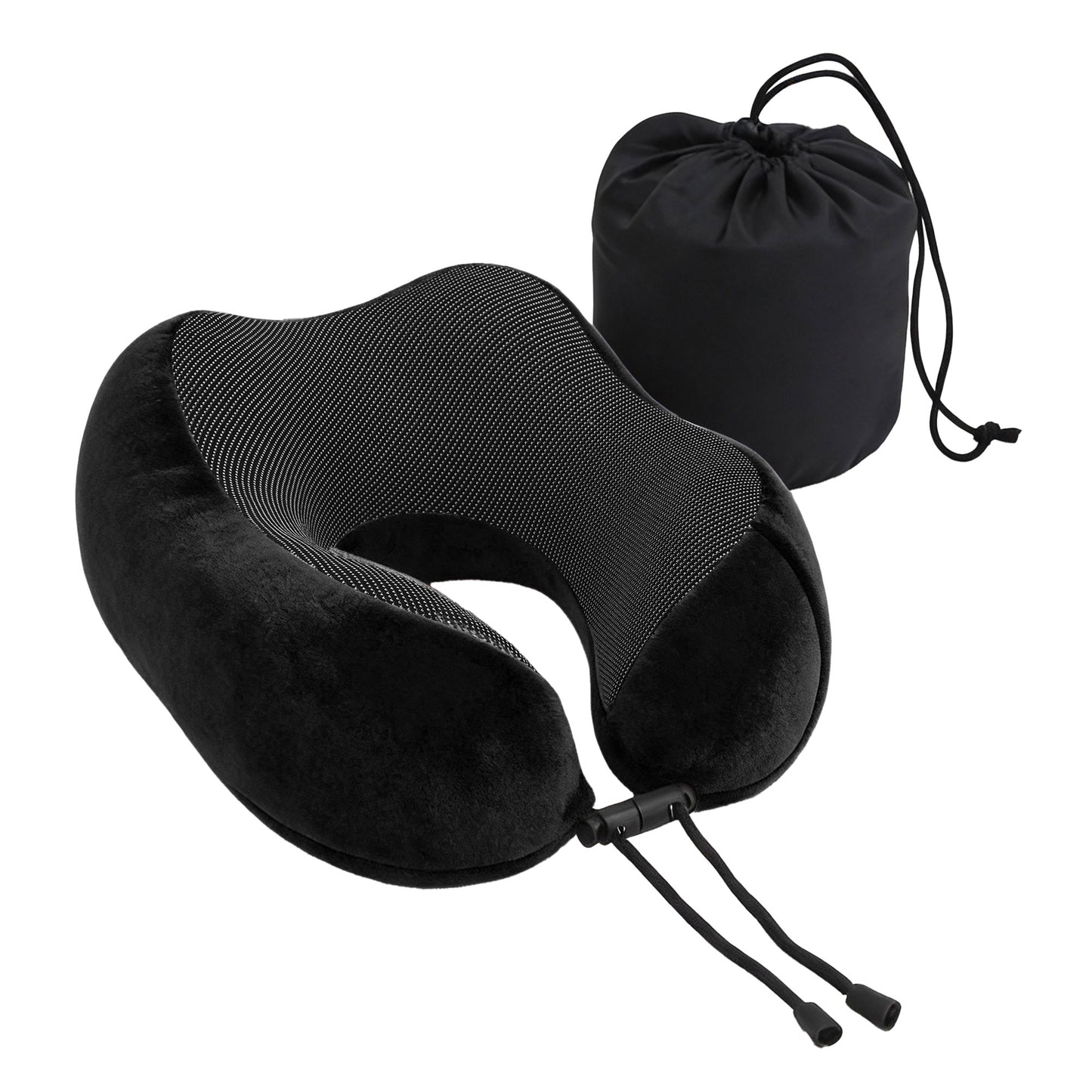 Wanderlite Travel Pillow for Airplanes Memory Foam Neck Pillows for Traveling, Soft & Washable Cover with Storage Bag, Portable Plane Accessories for Airplanes Offices Cars, Black