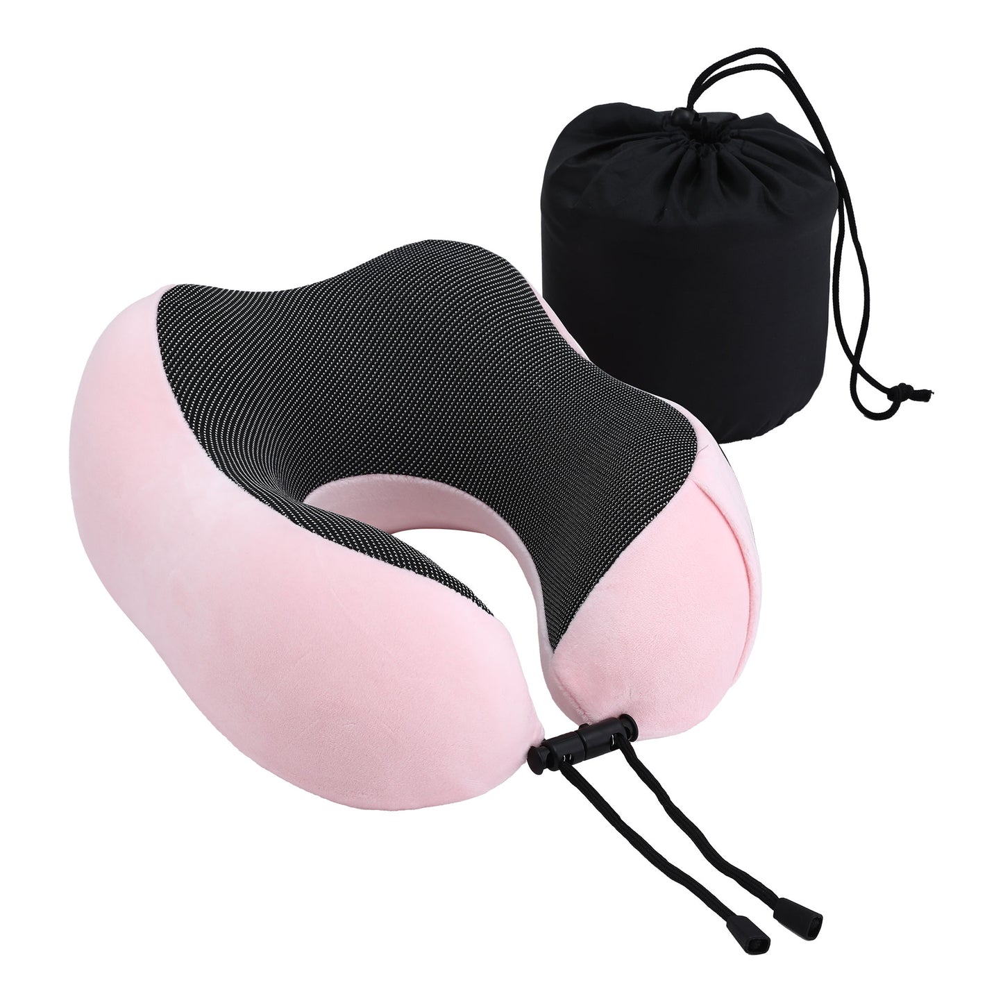 Wanderlite Travel Pillow for Airplanes Memory Foam Neck Pillows for Traveling, Soft & Washable Cover with Storage Bag, Portable Plane Accessories for Airplanes Offices Cars, Pink