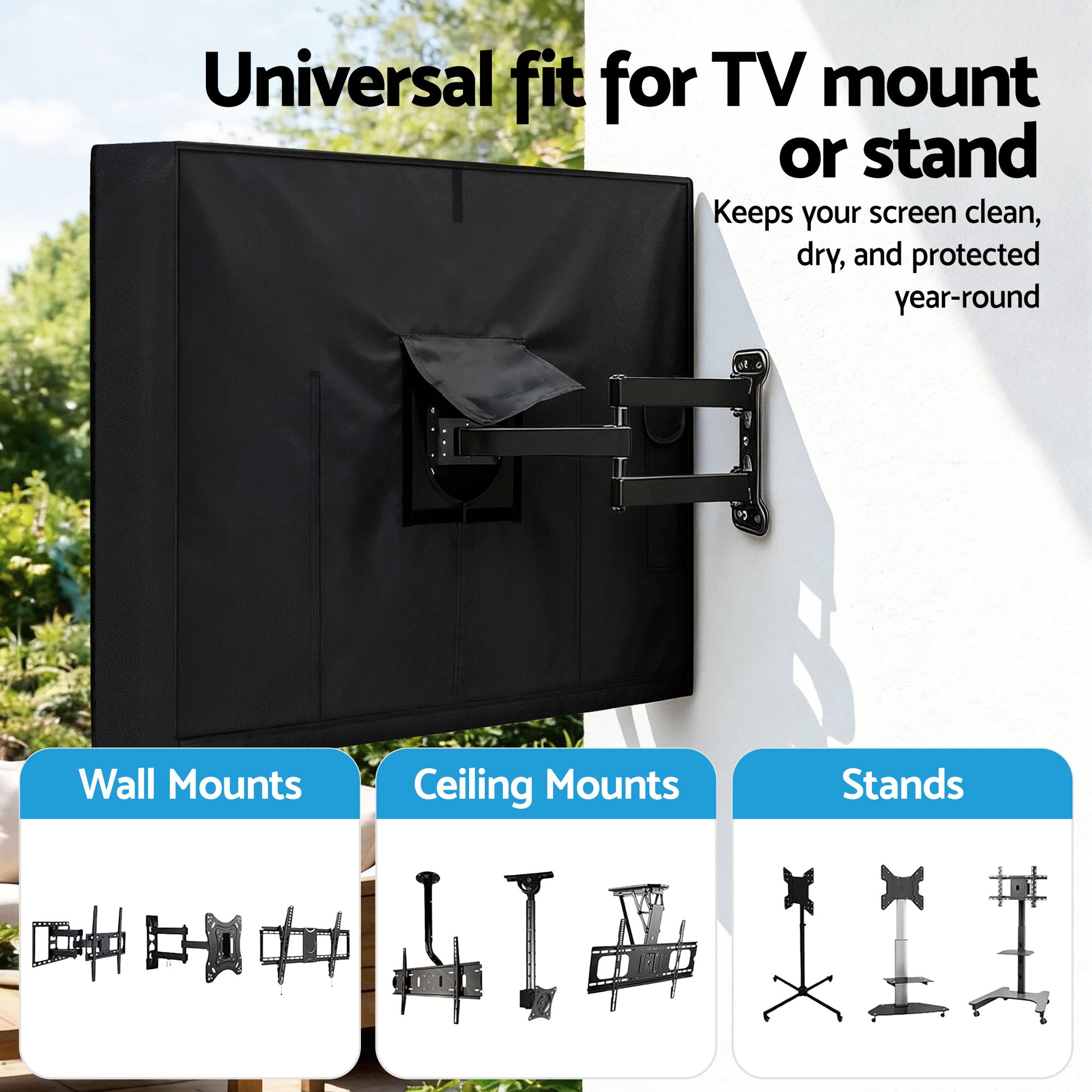 Artiss 55-58 Inch TV Cover Waterproof Outdoor Patio Flat Television Protector - Appliances > TV > TVs & Accessories