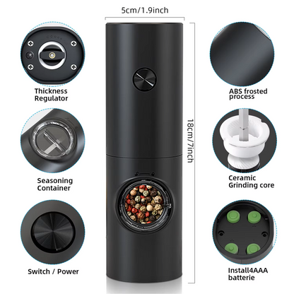 NNEOBA Electric Automatic Pepper and Salt Grinder with LED Light(1pc)