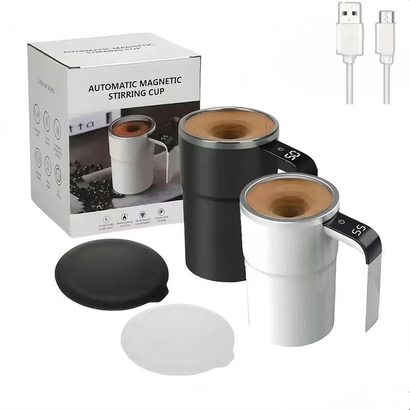 380ML Self-Stirring Electric Coffee Mug Black and White Cup