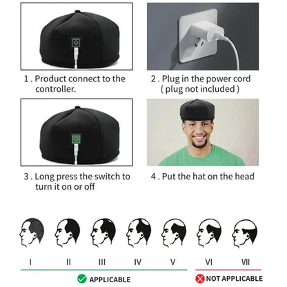 Hair Growth Cap LED Treatment Helmet Black