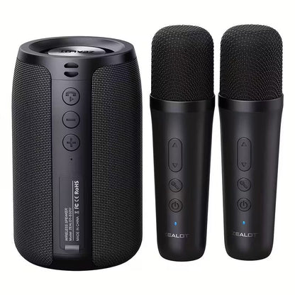 Wireless Speaker with Dual Karaoke Microphones