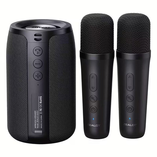 Wireless Speaker with Dual Karaoke Microphones