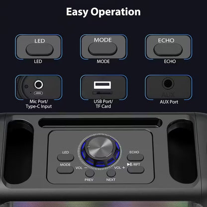 Portable Karaoke Speaker with 2 Wireless Microphones